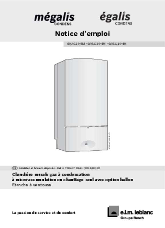 Notice ELM LEBLANC MEGALIS GVA C 242H V 24 KW chaudière Trouver une — free download